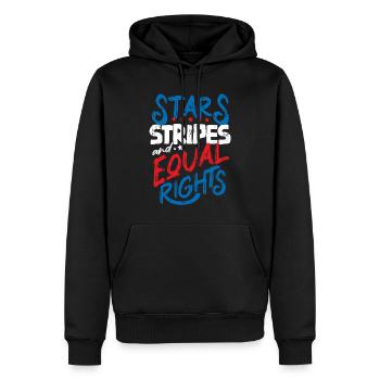Rayures étoilées et égalité - Sweat à capuche Premium bio Homme - noir - Devant - Nico (187cm)