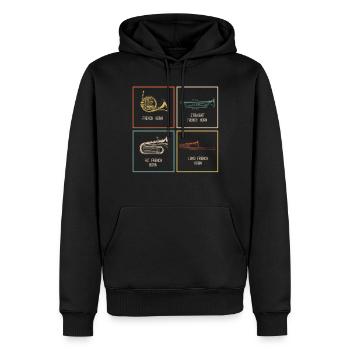 Français Joueur de cor - Sweat à capuche Premium bio Homme - noir - Devant - Nico (187cm)