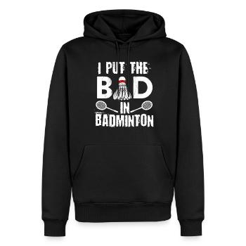 Badminton, Joueurs de badminton - Sweat à capuche Premium bio Homme - noir - Devant - Nico (187cm)