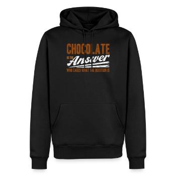 Schokolade Ist Die Antwort, Wen Kümmert Die Frage - Männer Premium Bio Hoodie - Schwarz - Vorne - Nico (187cm)