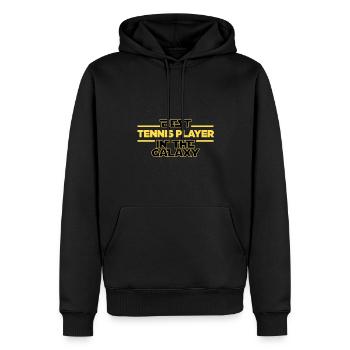 Meilleur joueur de tennis de la galaxie en disant - Sweat à capuche Premium bio Homme - noir - Devant - Nico (187cm)