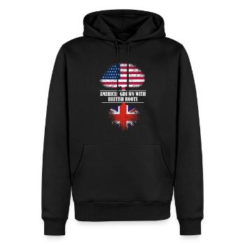 Américain cultivé avec des racines britanniques Grande-Bretagne - Sweat à capuche Premium bio Homme - noir - Devant - Nico (187cm)