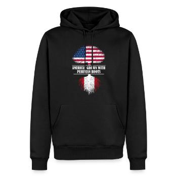Américain cultivé avec des racines péruviennes drapeau - Sweat à capuche Premium bio Homme - noir - Devant - Nico (187cm)