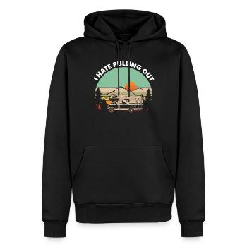 Camping, je déteste déménager, camping-car - Sweat à capuche Premium bio Homme - noir - Devant - Nico (187cm)