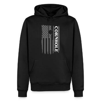 Cornhole, Sitzsack, Sitzsack Werfen - Männer Premium Bio Hoodie - Schwarz - Vorne - Nico (187cm)