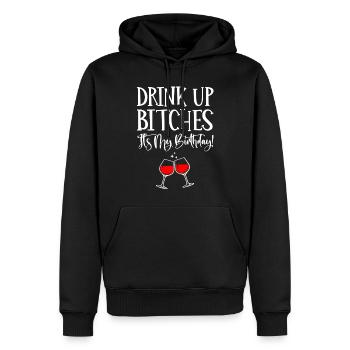 Boire, c’est mon anniversaire - Sweat à capuche Premium bio Homme - noir - Devant - Nico (187cm)