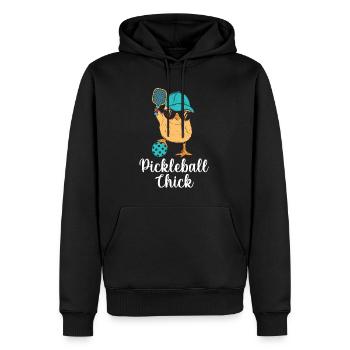 Pickleball-Chic, Joueur de Pickleball - Sweat à capuche Premium bio Homme - noir - Devant - Nico (187cm)
