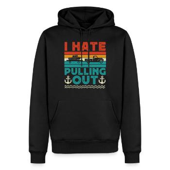 Camping, je déteste déménager, camping-car - Sweat à capuche Premium bio Homme - noir - Devant - Nico (187cm)