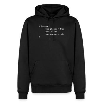 Headphones, encoders, programmers coding - Men’s Premium Organic Hoodie - black - Front - Nico (187cm)