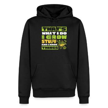 I build things And I know things, gardener - Men’s Premium Organic Hoodie - black - Front - Nico (187cm)