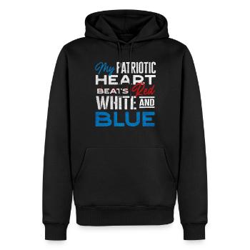 Citations patriotiques américaines, patriotes, patriotes - Sweat à capuche Premium bio Homme - noir - Devant - Nico (187cm)