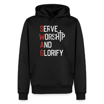 Servir l’adoration et glorifier - Sweat à capuche Premium bio Homme - noir - Devant - Nico (187cm)