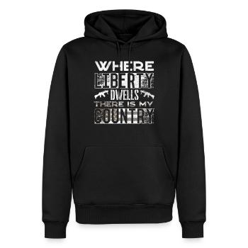 Citations patriotiques américaines, patriotes, patriotes - Sweat à capuche Premium bio Homme - noir - Devant - Nico (187cm)