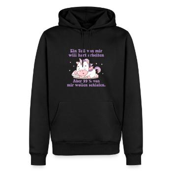 Ein part von mir möchte hart arbeiten - Männer Premium Bio Hoodie - Schwarz - Vorne - Nico (187cm)