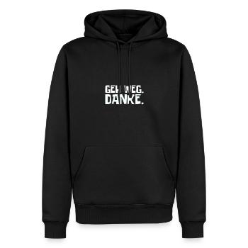 Geh weg danke - Männer Premium Bio Hoodie - Schwarz - Vorne - Nico (187cm)