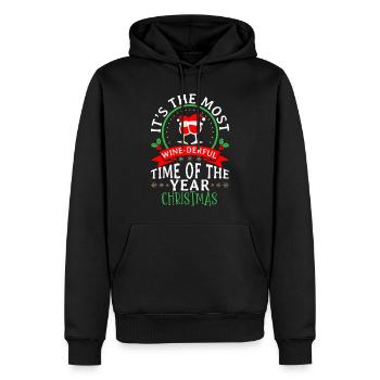 Wine Derful, période de l’année Noël - Sweat à capuche Premium bio Homme - noir - Devant - Nico (187cm)
