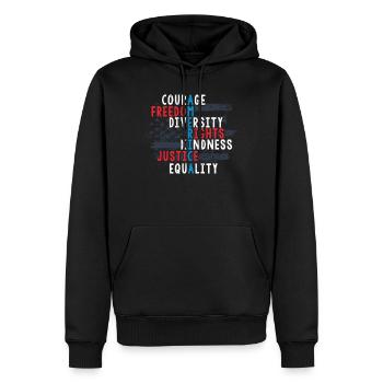 Citoyen américain patriote, Liberté - Sweat à capuche Premium bio Homme - noir - Devant - Nico (187cm)
