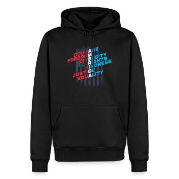 Citoyen américain patriote, Liberté - Sweat à capuche Premium bio Homme - noir - Devant - Nico (187cm)