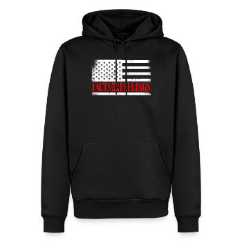 Drapeau américain, faits sur les sentiments - Sweat à capuche Premium bio Homme - noir - Devant - Nico (187cm)