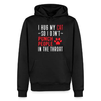 Ich Umarme Meine Katze, Damit Ich Keine Leute - Männer Premium Bio Hoodie - Schwarz - Vorne - Nico (187cm)
