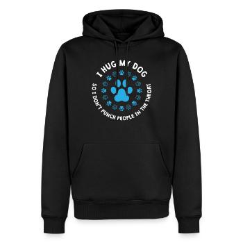 Ich Umarme Meinen Hund, Damit Ich Keine Leute - Männer Premium Bio Hoodie - Schwarz - Vorne - Nico (187cm)