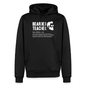 Professeur barbu qui enseigne la vie scolaire - Sweat à capuche Premium bio Homme - noir - Devant - Nico (187cm)