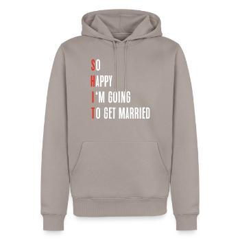 Tellement heureuse que je vais me marier - Sweat à capuche Premium bio Homme - taupe - Devant - Nico (187cm)