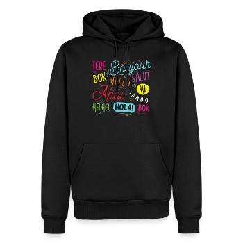Hallo Welt In Verschiedenen Sprachen - Männer Premium Bio Hoodie - Schwarz - Vorne - Nico (187cm)