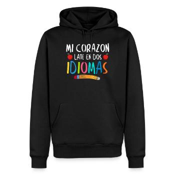 Myheart Schlägt In 2 Sprachen, Zweisprachig - Männer Premium Bio Hoodie - Schwarz - Vorne - Nico (187cm)