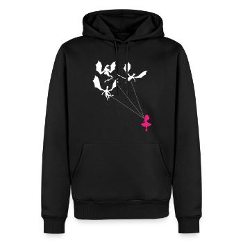 Drôle de petite fille branchée avec dragon - Sweat à capuche Premium bio Homme - noir - Devant - Nico (187cm)