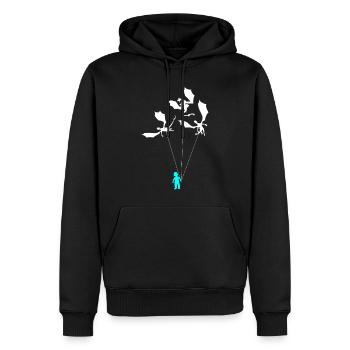 Lustiger Trendiger Kleiner Junge Mit Drachen - Männer Premium Bio Hoodie - Schwarz - Vorne - Nico (187cm)