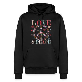 Frieden Und Liebe, Hippie -Stil - Männer Premium Bio Hoodie - Schwarz - Vorne - Nico (187cm)