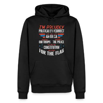 Ich Bin Politisch Inkorrekt, Stolzer Amerikaner - Männer Premium Bio Hoodie - Schwarz - Vorne - Nico (187cm)