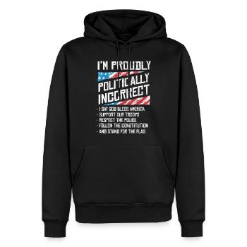 Ich Bin Politisch Inkorrekt, Stolzer Amerikaner - Männer Premium Bio Hoodie - Schwarz - Vorne - Nico (187cm)