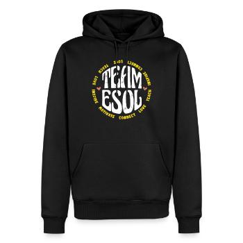 ESOL Teacher Crew Squad Rainbow Retour à l’école - Sweat à capuche Premium bio Homme - noir - Devant - Nico (187cm)
