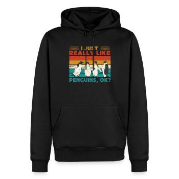 Ich Mag Pinguine Wirklich, Ok? Pinguin-Liebhaber - Männer Premium Bio Hoodie - Schwarz - Vorne - Nico (187cm)