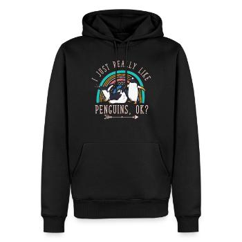 Ich Mag Pinguine Wirklich, Ok? Pinguin-Liebhaber - Männer Premium Bio Hoodie - Schwarz - Vorne - Nico (187cm)