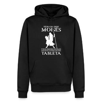 Moises First Daten-Cloud-Tablet hochladen - Männer Premium Bio Hoodie - Schwarz - Vorne - Nico (187cm)