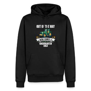 Out of the way here comes a kindergartner Tractor - Men’s Premium Organic Hoodie - black - Front - Nico (187cm)