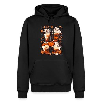 Herbst, Halloween Kaffee und Kürbisse - Männer Premium Bio Hoodie - Schwarz - Vorne - Nico (187cm)