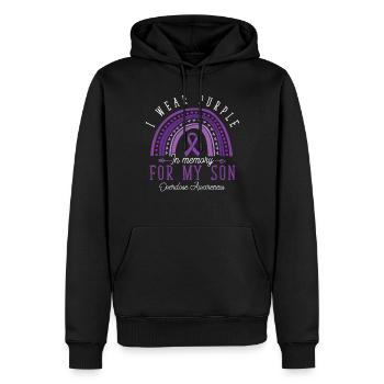 Purple en mémoire de mon fils surdose de drogue - Sweat à capuche Premium bio Homme - noir - Devant - Nico (187cm)