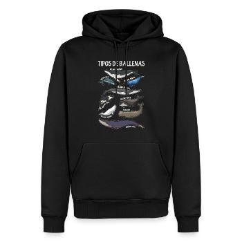 Types of whales Ilustaciones Spanish - Men’s Premium Organic Hoodie - black - Front - Nico (187cm)