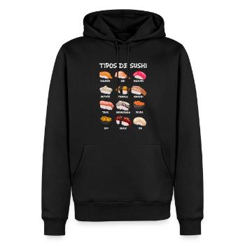 Types of Sushi Food Japan Manga Anime - Men’s Premium Organic Hoodie - black - Front - Nico (187cm)