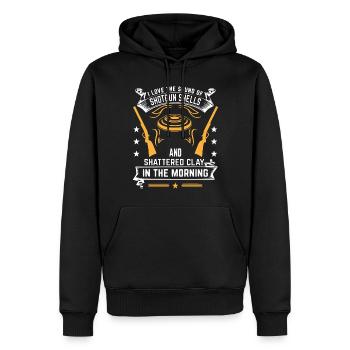 Fallenschießen, Lehm - Männer Premium Bio Hoodie - Schwarz - Vorne - Nico (187cm)
