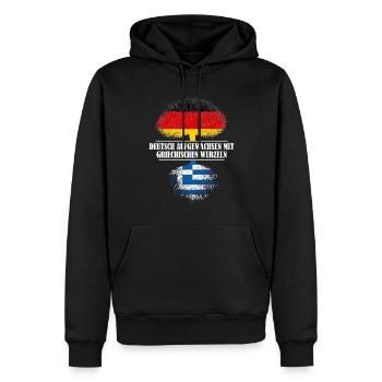 Deutsch mit griechischen Wurzeln - Männer Premium Bio Hoodie - Schwarz - Vorne - Nico (187cm)