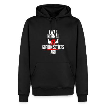 Ich war normal 2 Gordon Setters voher - Männer Premium Bio Hoodie - Schwarz - Vorne - Nico (187cm)