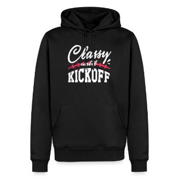 Footballeuse féminine, classique jusqu’au coup d’envoi - Sweat à capuche Premium bio Homme - noir - Devant - Nico (187cm)