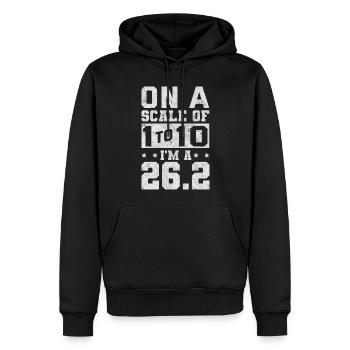 Marathonien, Marathon, Coureurs, 26, 2 - Sweat à capuche Premium bio Homme - noir - Devant - Nico (187cm)