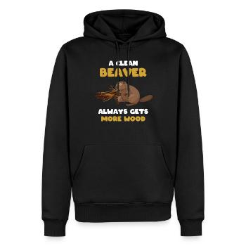 Ein Sauberer Biber Bekommt Immer Mehr Holz - Männer Premium Bio Hoodie - Schwarz - Vorne - Nico (187cm)