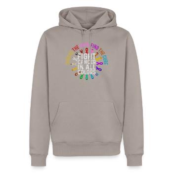 Combattez le cancer de toutes les couleurs - Sweat à capuche Premium bio Homme - taupe - Devant - Nico (187cm)
